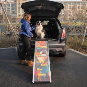 Retractable Aluminum Dog Ramp, Portable Pet Steps for Cars Trucks SUVs, Telescoping Dog Ramp with Non-Slip Surfaces, Colorful Patterns Retractable Aluminum Dog Ramp, Portable Pet Steps for Cars Trucks SUVs, Telescoping Dog Ramp with Non-Slip Surfaces, Colorful Patterns